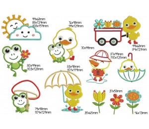 Stickmuster - Frosch mit Pilz